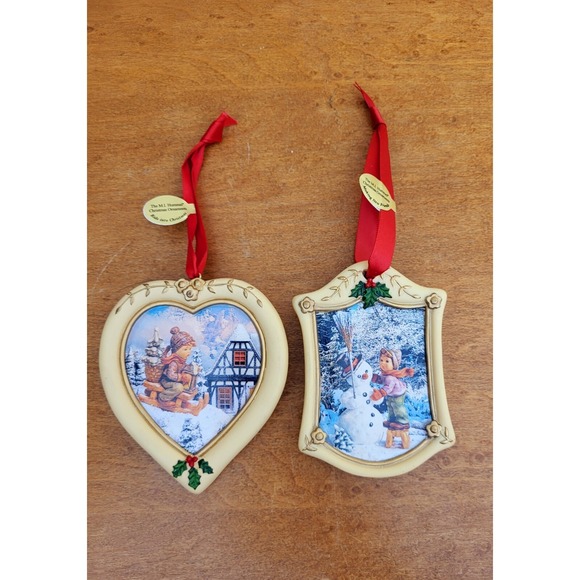 Danbury Mint Other - 2 Danbury Mint M.J. Hummel Christmas Ornaments Framed Pictures w/ Tags Ribbons